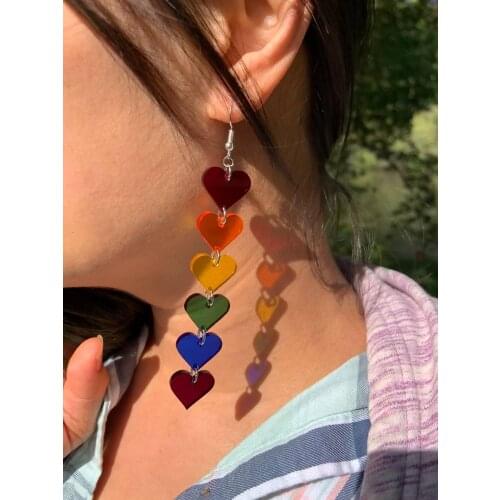 Rainbow Heart Earrings (short version) - Pride Statement Earrings