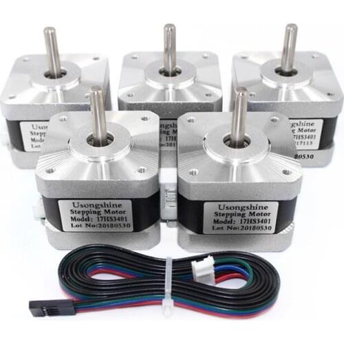 5pcs 17HS3401 Nema 17 Stepper Motor 4-lead 42 motor 42BYGH 1.3A for CNC Laser 3D printer motors