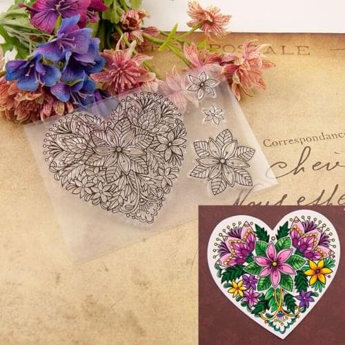 Silicone Clear Stamps CUTTING DIES For Scrapbooking STENSICLS FLOWER HEART DIY PAPER Album Cards MAKING Transparent RUBBER Stamp