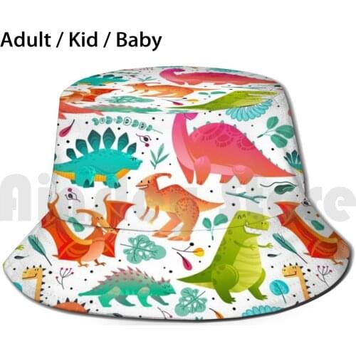 Cute Dinosaur Design Sun Hat Foldable UV Protection Tags Blue Dinosaur Texture Love Cute Dino Green Dinosaur Texture