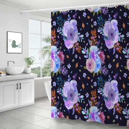 Modern Nordic style big flower rose flower art shower curtain windproof bathroom decoration home furnishing