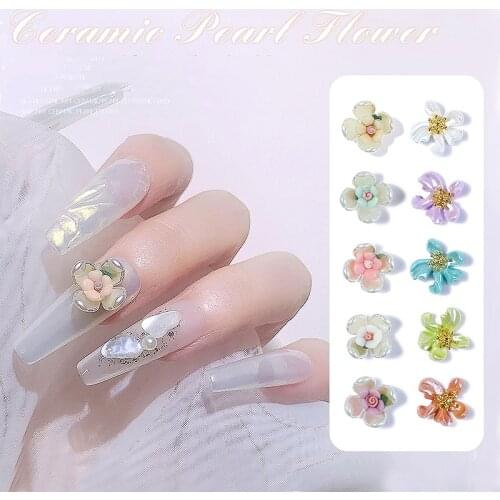 MEET ACROSS 3D Flower Nail Art Rhinestones Colorful Jewelry For Manicure Accessories For DIY Design Nail Decoration
