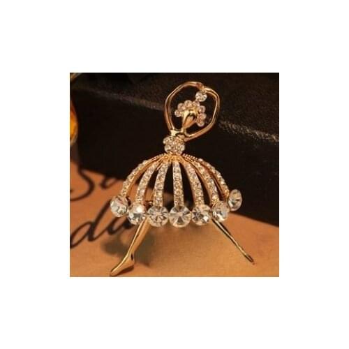 Wedding Invitation Korean fashion fine jewelry wholesale imitation Rhinestones brooch cute ballet girl free shipping