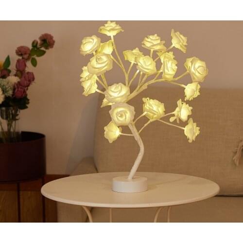LED Rose Flower Tree Light Fairy Bonsai Table Ornament Lamp Wedding Decor DIY Creative Tree Lights Home Party Decoration