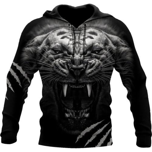 Tiger Warrior 3D Printed Hoodie for men and women Harajuku Fashion Sport Hooded Spring/Autumn Sweatshirt Casual Jacket Pullover