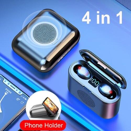 TWS Wireless Bluetooth Earphone & Speaker 4 in 1 HD Stereo Wireless Touch Control Headphones Mini LED Display Earbuds Headset