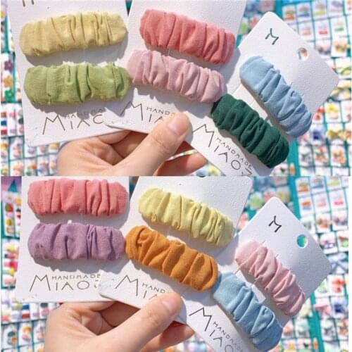 Candy Color Hairpin Little Girl Fabric Hair Pins Children Hair Accessories Set Bb Clip Pleated Hiar Clips Kids Hair Styling Tool