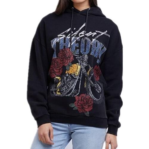 Womens High Street Roses Heavy Washed Oversized Hoodie UK10 USA M