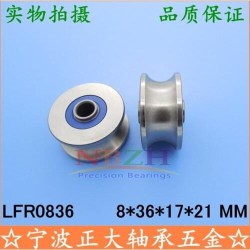 1PC SUS440C High quality ABEC-5 Z2V2 SLFR0836 NPP Groove Track Roller Bearings 8*36*17*21 mm (Precision double row balls)