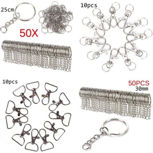 10/50/100pcs Polished Keyring Keychain Short Chain Split Ring Key Fob DIY Tools Desk Sets School Stationery Office Supplies
