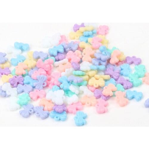 Spring Color Bowknot Charms Acrylic Beads For Jewelry Making Diy Wholesale 12x9mm 100pcs