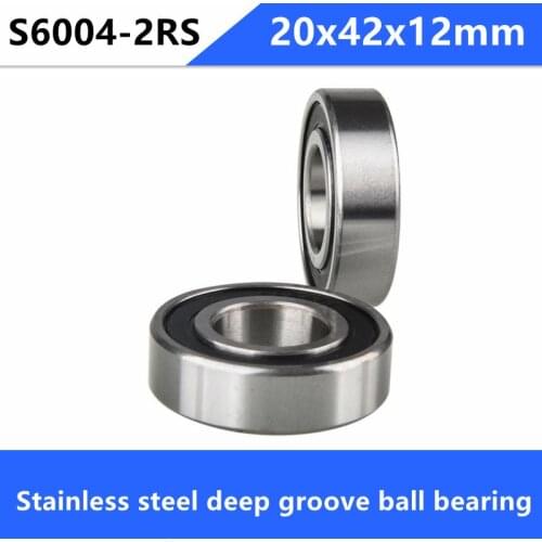 20pcs/lot S6004-2RS S6004RS 20x42x12 stainless steel 440C deep groove ball bearing S6004 6004 2RS 20*42*12 mm