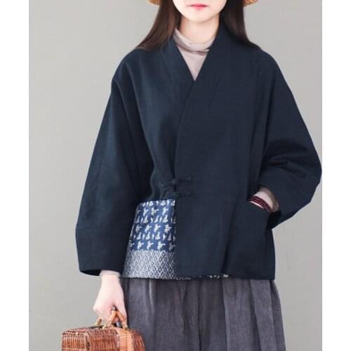 2020 Traditional Chinese Clothing Top Retro Cotton Linen Hanfu Top Women Tops Elegant Oriental Tang Suit Chinese Blouse 11710