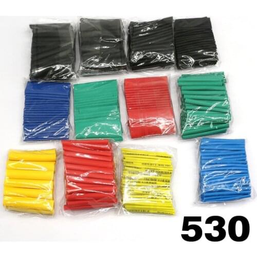 8 size multicolor / black 127 color 328 / 530Pcs various polyolefin heat shrinkable tube cable casing covered wire sheath DIY