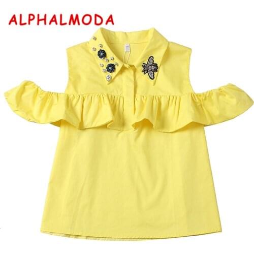 Женские белые рубашки ALPHALMODA China At AliExpress