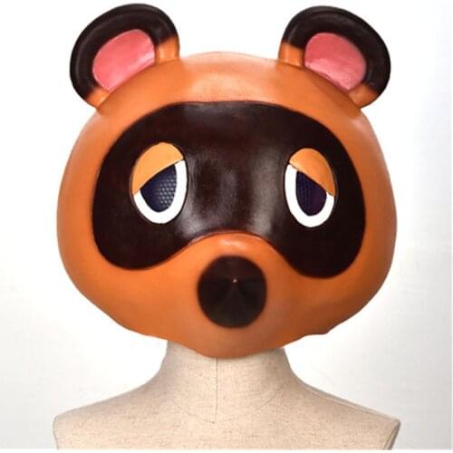 Animal Crossing Tom Nook Mask Cosplay Costume Props Cute Leopard Cat Latex Masks Helmet Halloween Carnival Masquerade Party