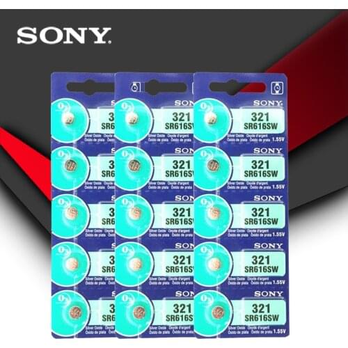 15pcs Sony 100% Original 321 SR616SW 1.55V Silver Oxide Watch Battery SR616SW 321 Button Coin Cell MADE IN JAPAN