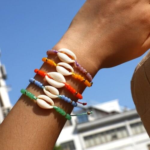 Boho puka shell bracelet wax rope friendship bracelet 2019 christmas gifts for women summer jewelry natural gold shell jewelry