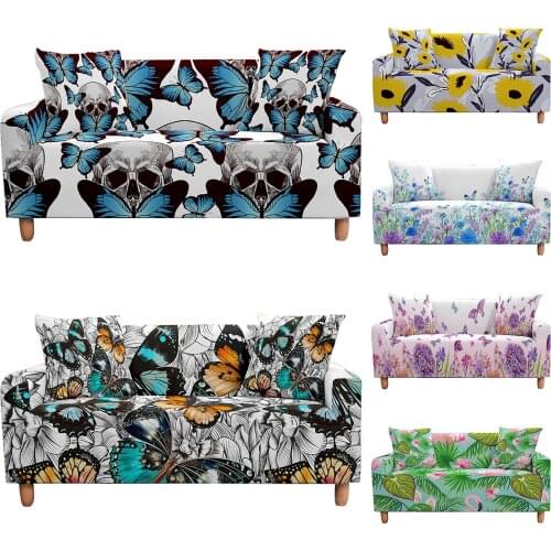 Butterfly Elastic Sofa Slipcovers Stretch Couch Cover For Living Room L shape Sectional Armchair Cover Home Decor 1/2/3/4 Seat