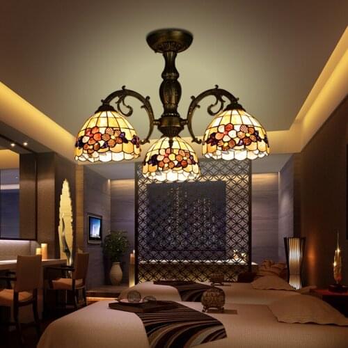 European Vintage Mediterranean 8" shell Ceiling light E27 LED 110/220V lamp for home retro restaurant