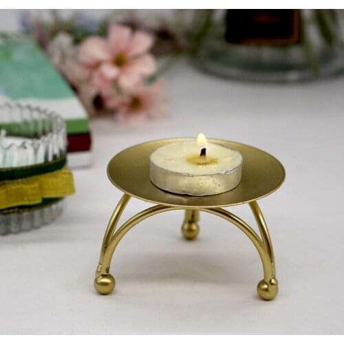 Geometric Round Iron Candlestick Desktop Decoration Ornament Three-dimensional Creative Metal Candlestick Flower Metal Stand