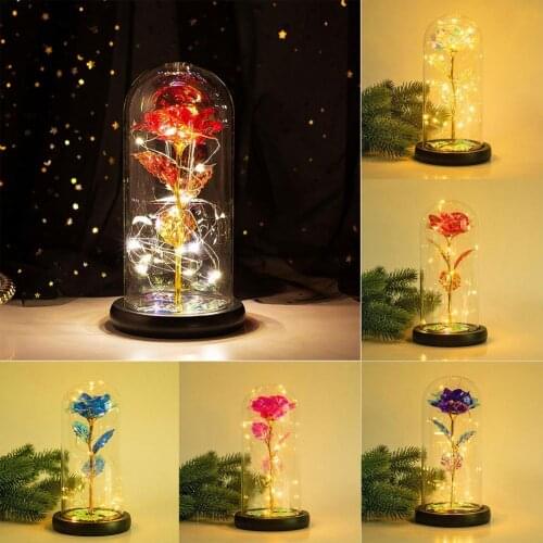 Simulation Rose Lamp with Lampshade Table Night Light Home Decor Valentine Gift
