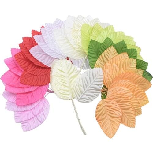 40/100/200pcs Simulation Leaf Flower Gold Green leaves Table Decorative Bouquet Floral Decoration Leaf Wedding Home Party Decor