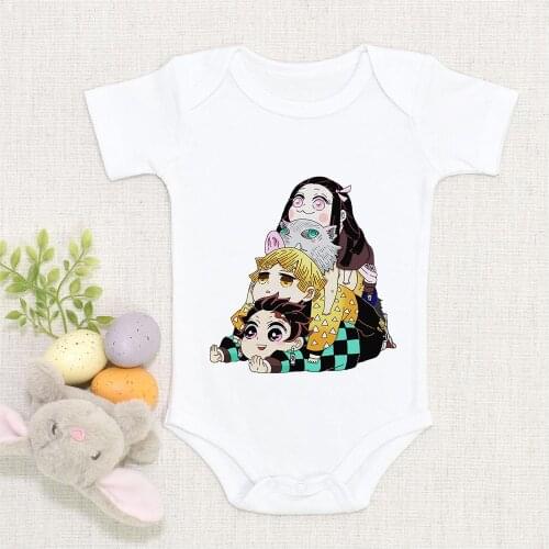 Demon Slayer Baby Onesie Bodysuit Toddler Baby Rompers Summer Short Sleeve Tee Shirts