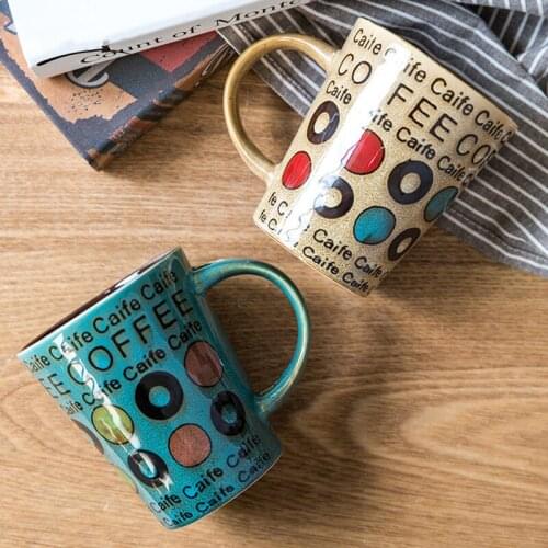 Creative Hand-painted Ceramic Mug For Coffee Hot Water Childrens Breakfast Milk Cup Tumbler Cups And Mugs With Spoon Tea Cup
