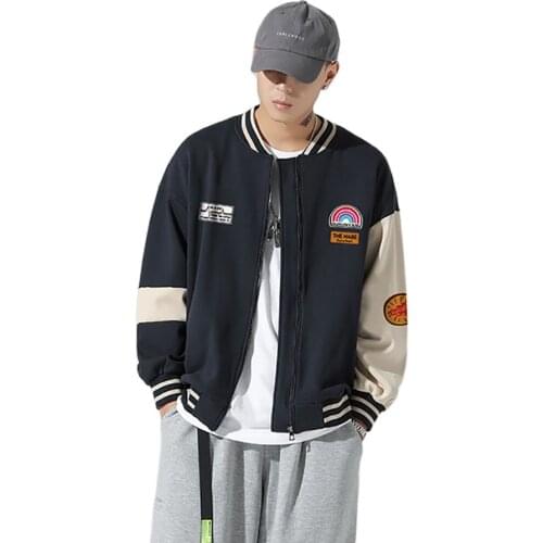 2021 New Spring Autumn Men Oversize Jacket Fashion Loose Casual Bomber Jacket Youth Baseball Uniform