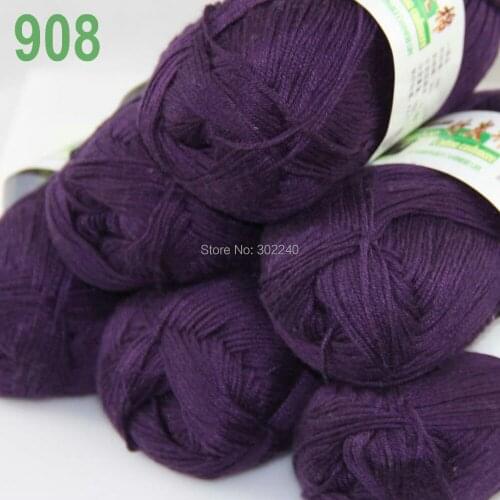 Lot of 6 Skeins Super Soft Natural Bamboo Cotton Knitting Yarn Purple 908