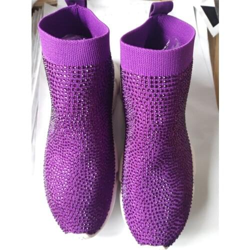 Fashion Women Shoes Shiny Rhinestone Decoration Comfortable Breathable Sports Casual Sneakers Womens Flat Shoes