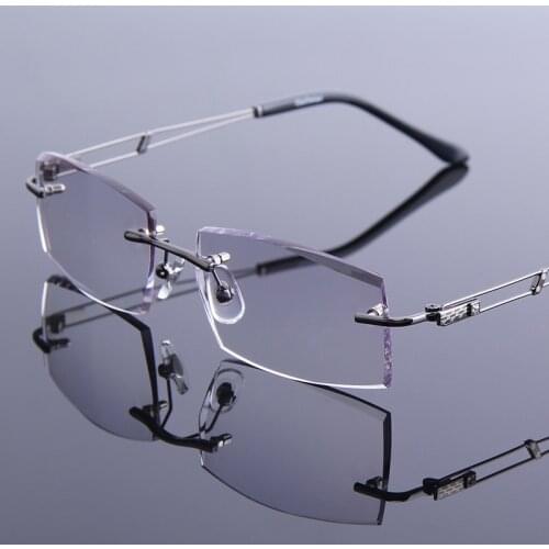 Fashion Rimless Men High Quality Reading Glasses Gray Presbyopia Glasses Male Diamond Cutting Edge Spectacles Old Men gafas