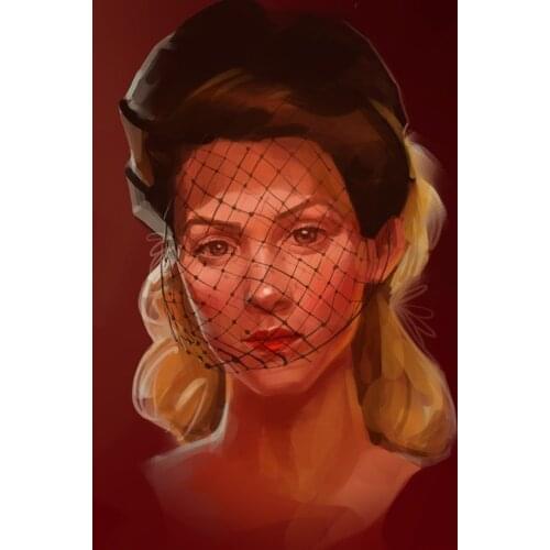 5D DIY Poured Glue Diamond Painting Kits Scallope Edge Character Oil Picture Style Portrait Drawing Unique Gift Wall Decoration