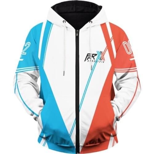 New Anime Darling in the Franxx Zero Two 02 Jacket Zipper Hoodie Cosplay Long Sleeve Hooded Coat Unisex Costume Tops Coats