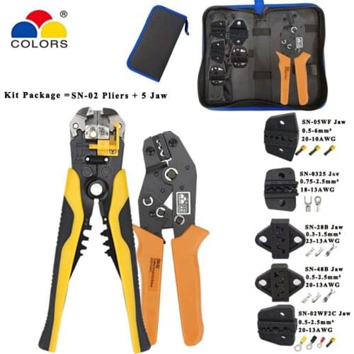 Colors Crimping tools SN-02 Crimp pliers jaw kit stripping wire cutters pliers for plug/tube/insulation terminals clamping tools