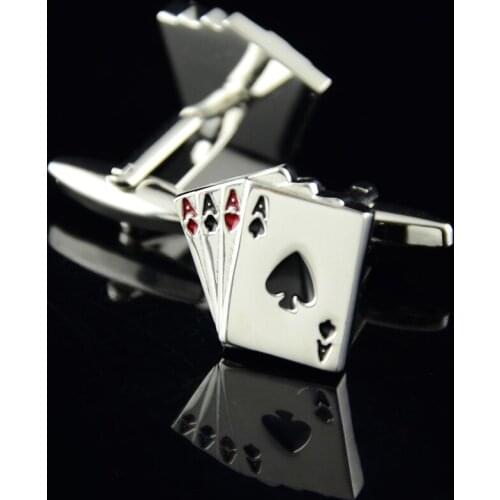 WholeSale 20Pairs/lot poker cufflinks A high-grade cufflinks exquisite high-end business gifts Copper Brass Cuff Links