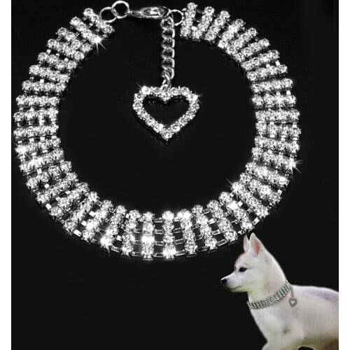Fashion Crystal Jeweled Pet Dog Collar Puppy Fine Love Necklace Collar for Small Dogs Cats Pets Dog Accessories for Girl Pets