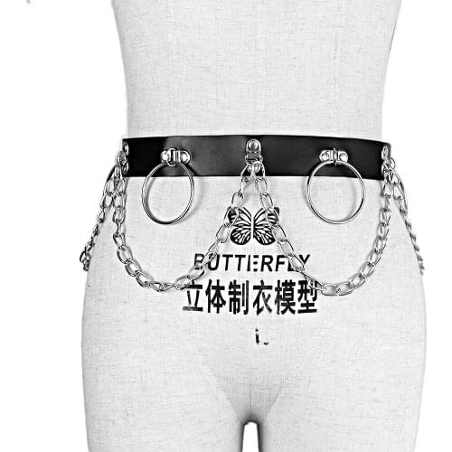 UYEE Sexy Women Fashion Chain Belt Leather Punk Suspender Adjustable Leg Cage Handmade Garter Belt Harness Bondage Sexy Bdsm Top