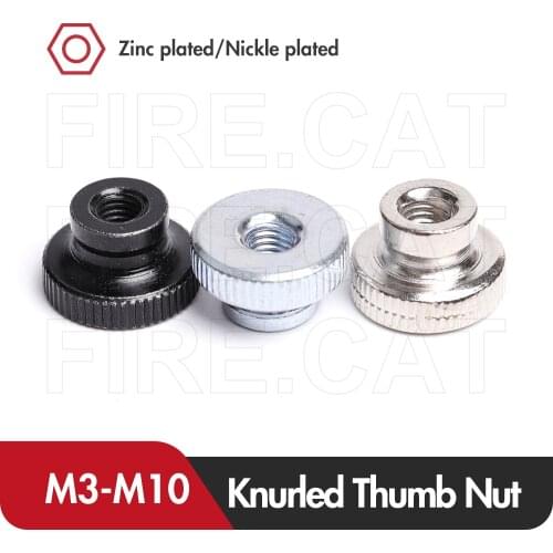 Knurled Thumb Nickel Plating Hand Tighten Nuts M3 M4 M5 M6 M8 M10 Carbon Steel Hand Tighten Round Knobs Nut for 3D Printers Part
