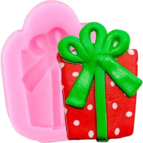 Christmas Gift Box Silicoen Mold Cupcake Topper Fondant Molds Cake Decorating Tools Chocolate Gumpaste Mould Candy Clay Moulds