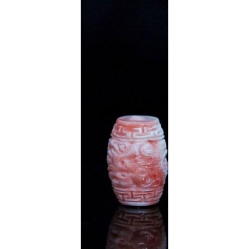 Pink synthetic coral 13x19mm drum cylinder column carving drogon accessories loose beads diy lady jewelry 5pcs B933