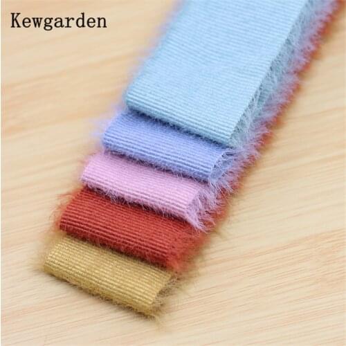 Kewgarden 25mm 38mm 1" 1.5" Plush Fuzzy Grosgrain Ribbons Handmade Sewing Tape DIY Hairbow Corsage Accessories Webbing 10 Yards
