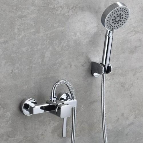 Bathroom Shower Faucets Chrome Polished Wall Mount Brass Silver Bathroom Shower Faucets Bathtub Faucet Mixer Tap