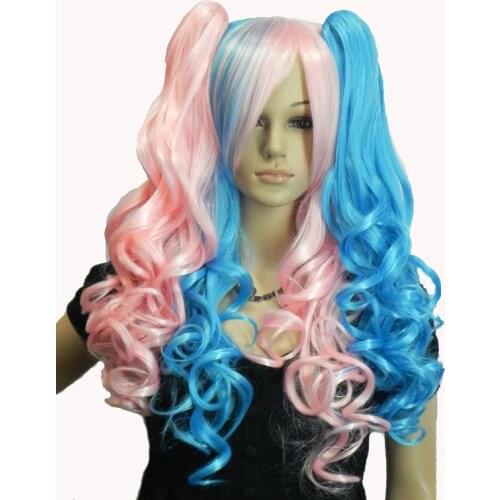 StrongBeauty Rainbow Cosplay Wig two Ponytail 2 Clip-On Long Curly Synthetic Hair Wigs
