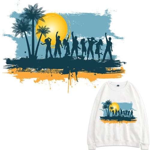 Teens Friend Patches Thermal Stickers on Clothes Fabric Iron-on Transfers for Clothing Thermoadhesive Patch Diy Sunset Applique