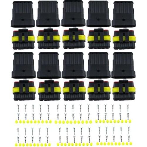 10 sets Kit 5P 5Pins Way AMP 1.5 Super seal Waterproof Electrical automotive Wire Connector Plug for car Motorcycle