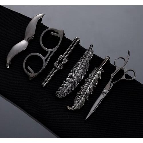 High Quality Metal Tie Clip Black Color Glasses Feather Necktie Clips Pin Luxulry Jewelry Gifts for Men Accessories