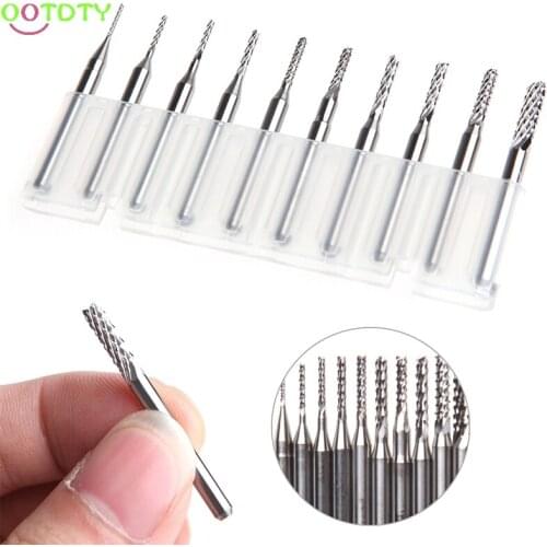 10Pcs/Set 1/8'' 0.8-3.175mm Drill Bits Engraving Cutter Rotary PCB CNC End Mill
