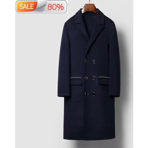 100% Wool Coat Men Double-sided Long Overcoat Autumn Korean Mens Coats and Jackets Abrigo Hombre C04YM017 B23495
